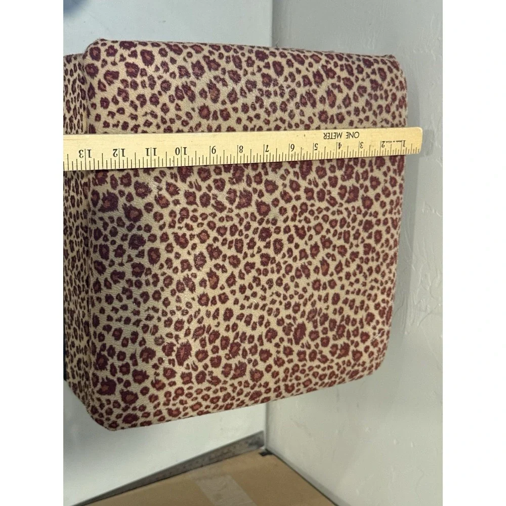 Vintage Leopard Velvet Foot Stool‎ Ottoman with Wrough Iron Legs 11